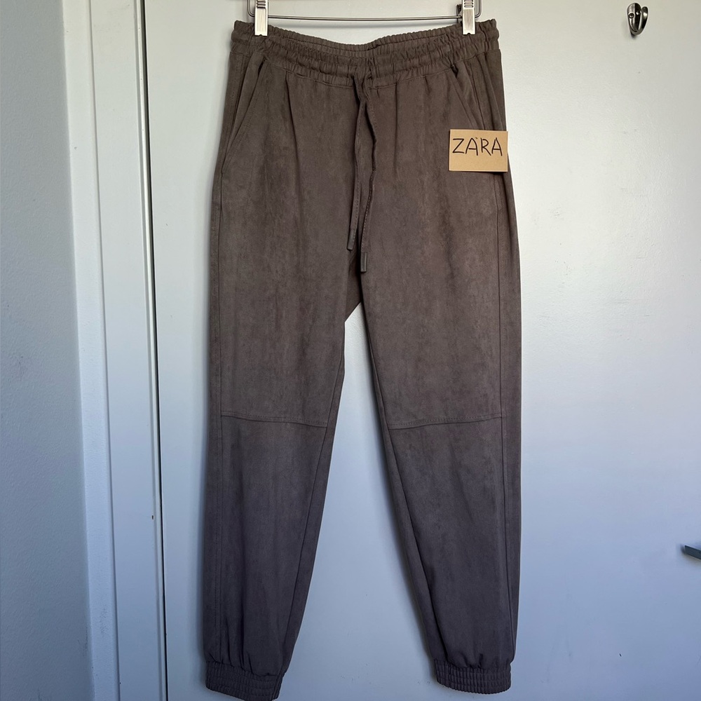 ZARA suede beige brown joggers size S